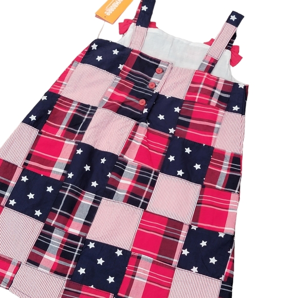 Gymboree 4th of July Red White Blue Patchwork Girl's Shift Dress Size 5T NWT - Picture 5 of 8
